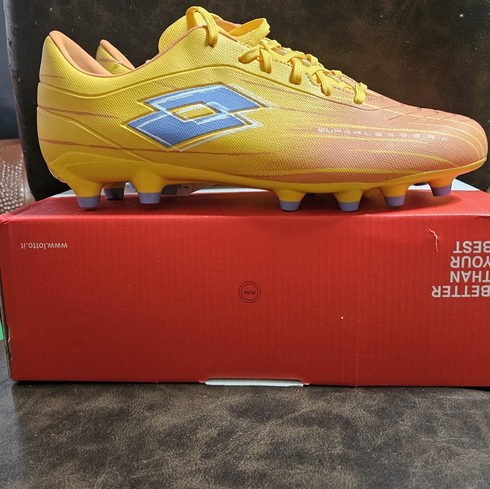 Lotto Solista 700 IX FG Soccer Cleats: ORANGE/YELLOW: NEW IN BOX: SIZE 8.5